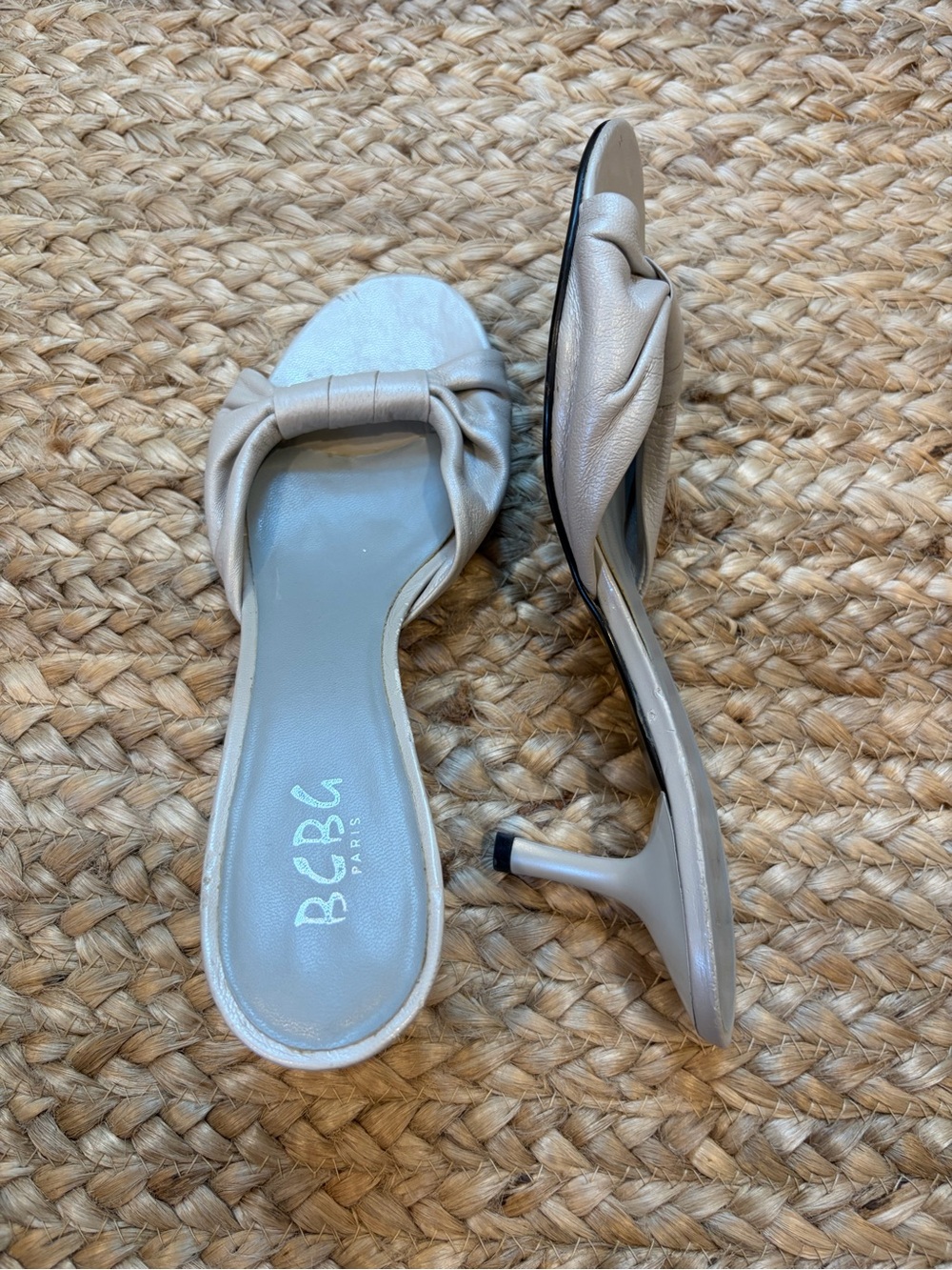 BCBG Light Grey Twisted Mules | Size 7.5 - Picture 2 of 4